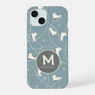 Eislauf & Schneeflocke Personalisiert iPhone 15 Hülle