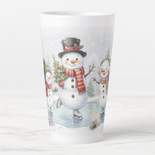 Eislauf-Schneemann-Familie Milchtasse