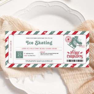 Eislauf-Weihnachts-Geschenkgutschein Einladung