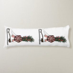 Eislauf-Weihnachtsdekoration mit Tartan-Schleife Seitenschläferkissen