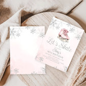 Eislauf-Winter-Geburtstagsfeier Silber-Glitter Einladung