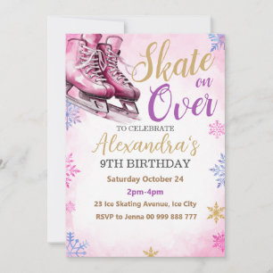 Eislaufen Pink Party Geburtstag Winterparty Einladung