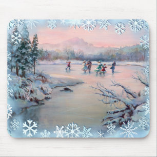 EISLAUFEN & SCHNEEFLOCKEN von SHARON SHARPE Mousepad