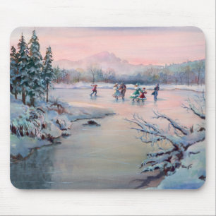 EISLAUFEN & SCHNEEFLOCKEN von SHARON SHARPE Mousepad