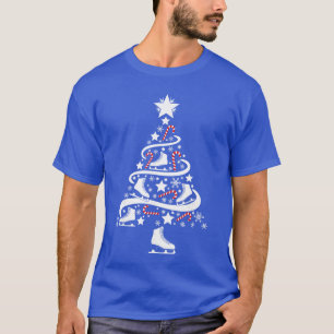 Eislaufen Weihnachtsbaum Feiertags Schlittschuhläu T-Shirt