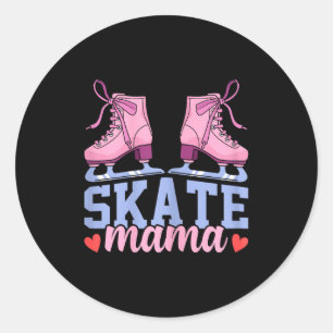 Eislaufende Mutter Skate Mama Lustiger Winter Srts Runder Aufkleber