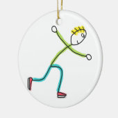 Eislaufender Stockmann Keramik Ornament (Links)
