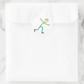 Eislaufender Stockmann Runder Aufkleber (Tasche)