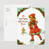 Eislaufendes Kind Postkarte (Vorne/Hinten)