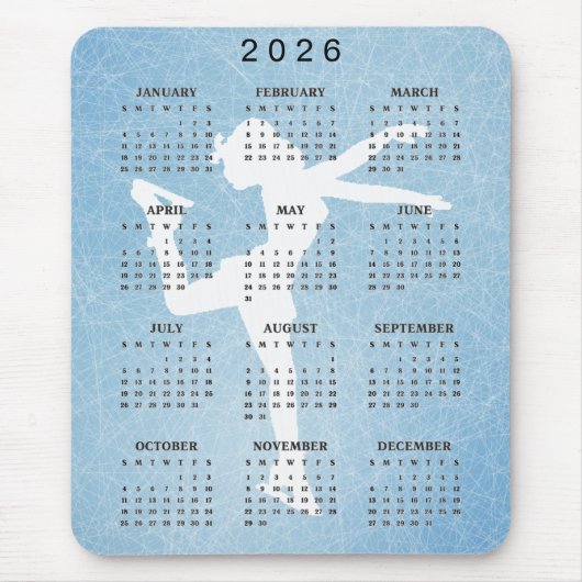 Eisläufer-Design 2025 Kalender-Mauspad Mousepad (Vorne)