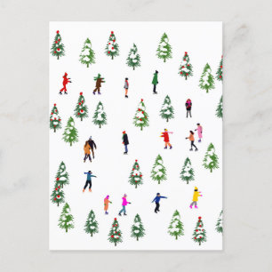 Eisläufer Tanne │ Eislaufen Weihnachten Winter Postkarte