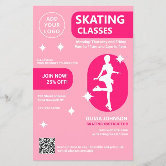 Eislaufkurse in Rosa Flyer (Vorne)