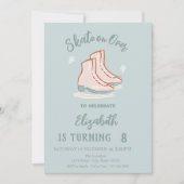 Eislaufschuhe Schneeflocken Mintgrün Geburtstag Einladung (Vorderseite)