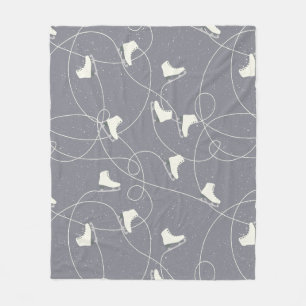 Eislaufschuhmarkierungen Grau Weiß Muster Fleecedecke