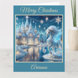 Eispalast mit Fantasy HorChristmas Card Karte
