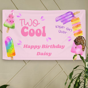 Eisparty Zwei Coole Pink 2. Geburtstagsfeier Banner