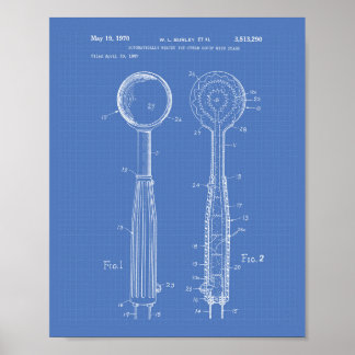 Eisportionierer 1970 Patent Kunst Blaupause Poster
