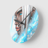 Eisprinz Melanin Black Boy Magic Bruh Winter Bro Runde Wanduhr (Winkel)