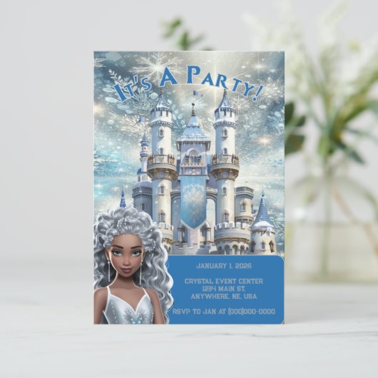 Eisprinzess Einladung (Stehend Vorderseite)