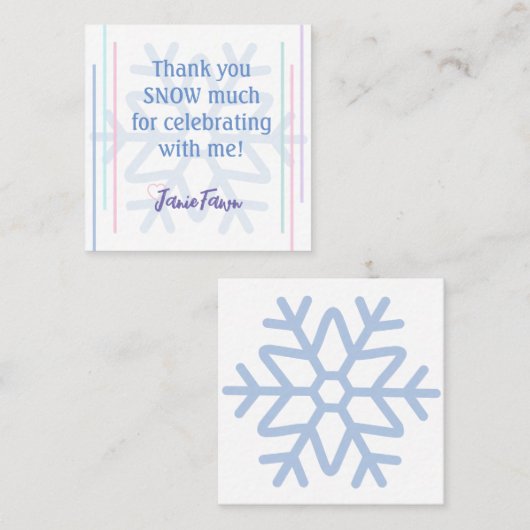 Eisprinzessin 4. Geburtstag Gastgeschenk Beilage Quadratische Visitenkarte (Vorne/Hinten)