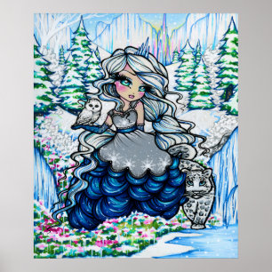 Eisprinzessin Schnee Owl Winterfantasiewelt Kunst Poster