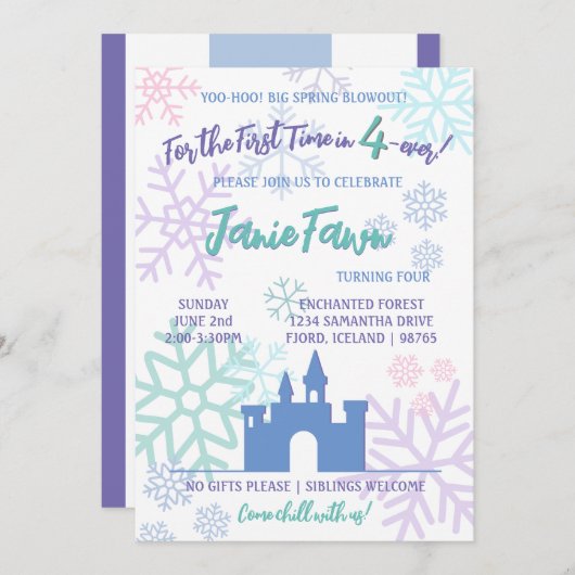 Eisprinzessin zum 4. Geburtstag | Vorlage (Vorne/Hinten)