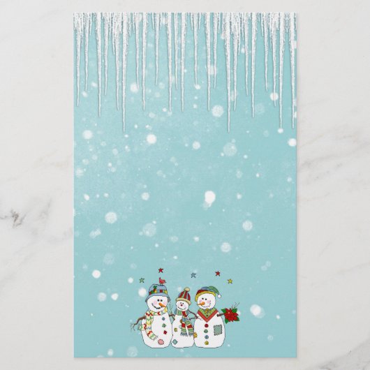 Eisräder und Schneemänner Briefpapier (Vorderseite)