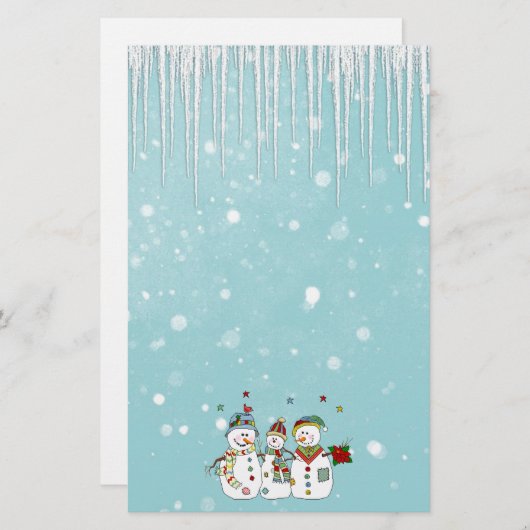 Eisräder und Schneemänner Briefpapier (Vorne/Hinten)