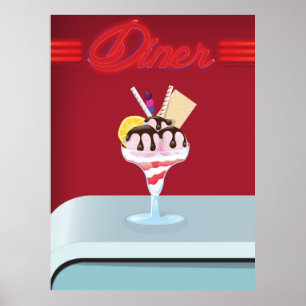 Eisrestaurant im Stil eines Vintage-Diners Poster