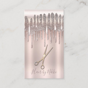 Eisrosa Gold Haarstylist Diamant Glitter Tropf Visitenkarte