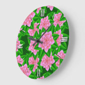 Eisrosa Kamelien und grüne Blätter Große Wanduhr (Winkel)