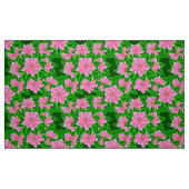 Eisrosa Kamelien und grüne Blätter Stoff (Fat Quarter (45,7 x 55,9 cm))