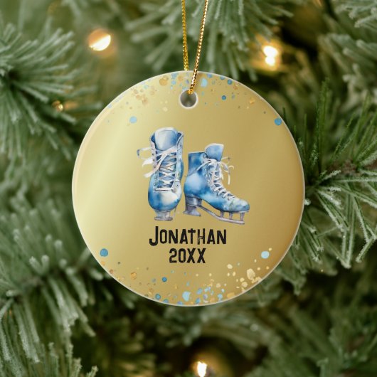 Eisschmuck, Eishockey-Weihnachtsfeiertage, Skaten Keramik Ornament (Baum)