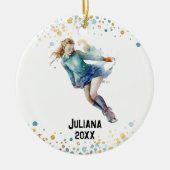 Eisschmuck, Eishockeymädchen Weihnachten - Skaten Keramik Ornament (Vorne)