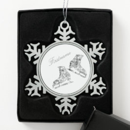 Eisschmuck - Silberschmuck - Skate Schneeflocken Zinn-Ornament