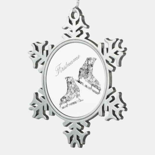 Eisschmuck - Silberschmuck - Skate Schneeflocken Zinn-Ornament (Rechts)