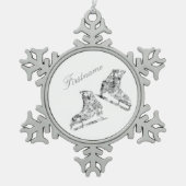 Eisschmuck - Silberschmuck - Skate Schneeflocken Zinn-Ornament (Vorderseite)