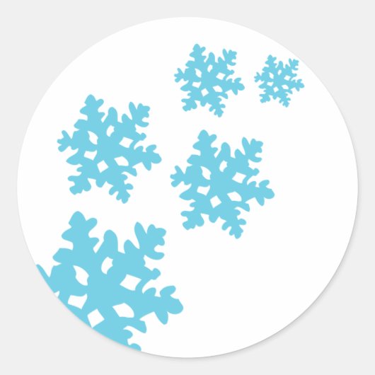 Eisschneeflocken blau runder aufkleber (Vorderseite)