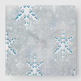 Eisschneeflocken Weihnachten Quadratische Wanduhr