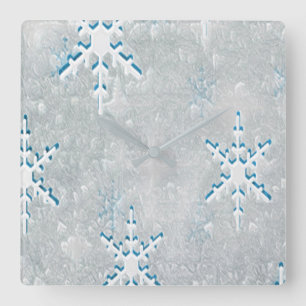Eisschneeflocken Weihnachten Quadratische Wanduhr