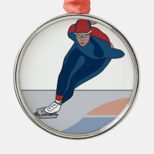 Eisschnellläufer Silbernes Ornament