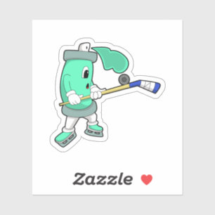 Eisspray bei Eishockey mit Eishockeystick Aufkleber