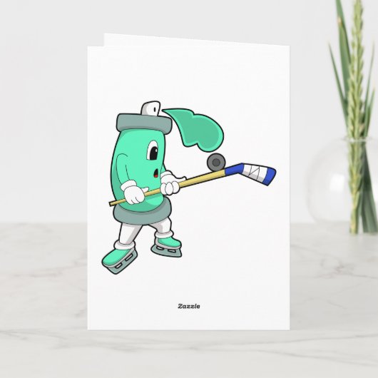 Eisspray bei Eishockey mit Eishockeystick Karte (Rückseite)