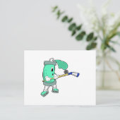 Eisspray bei Eishockey mit Eishockeystick Postkarte (Stehend Vorderseite)
