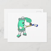 Eisspray bei Eishockey mit Eishockeystick Postkarte (Vorne/Hinten)