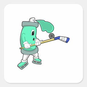 Eisspray bei Eishockey mit Eishockeystick Quadratischer Aufkleber