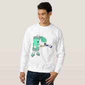 Eisspray bei Eishockey mit Eishockeystick Sweatshirt (Vorne ganz)