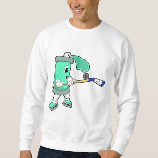 Eisspray bei Eishockey mit Eishockeystick Sweatshirt (Vorderseite)
