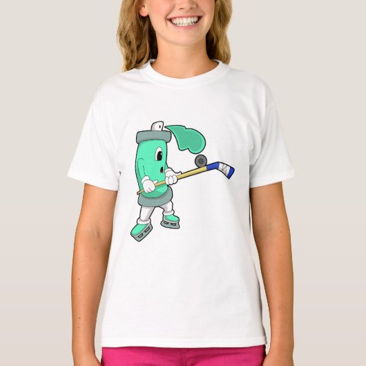 Eisspray bei Eishockey mit Eishockeystick T-Shirt (Vorderseite)