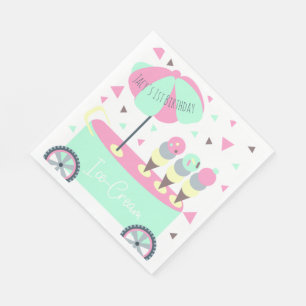 Eisstand Konfetti Geburtstagsfeier Rosa Serviette